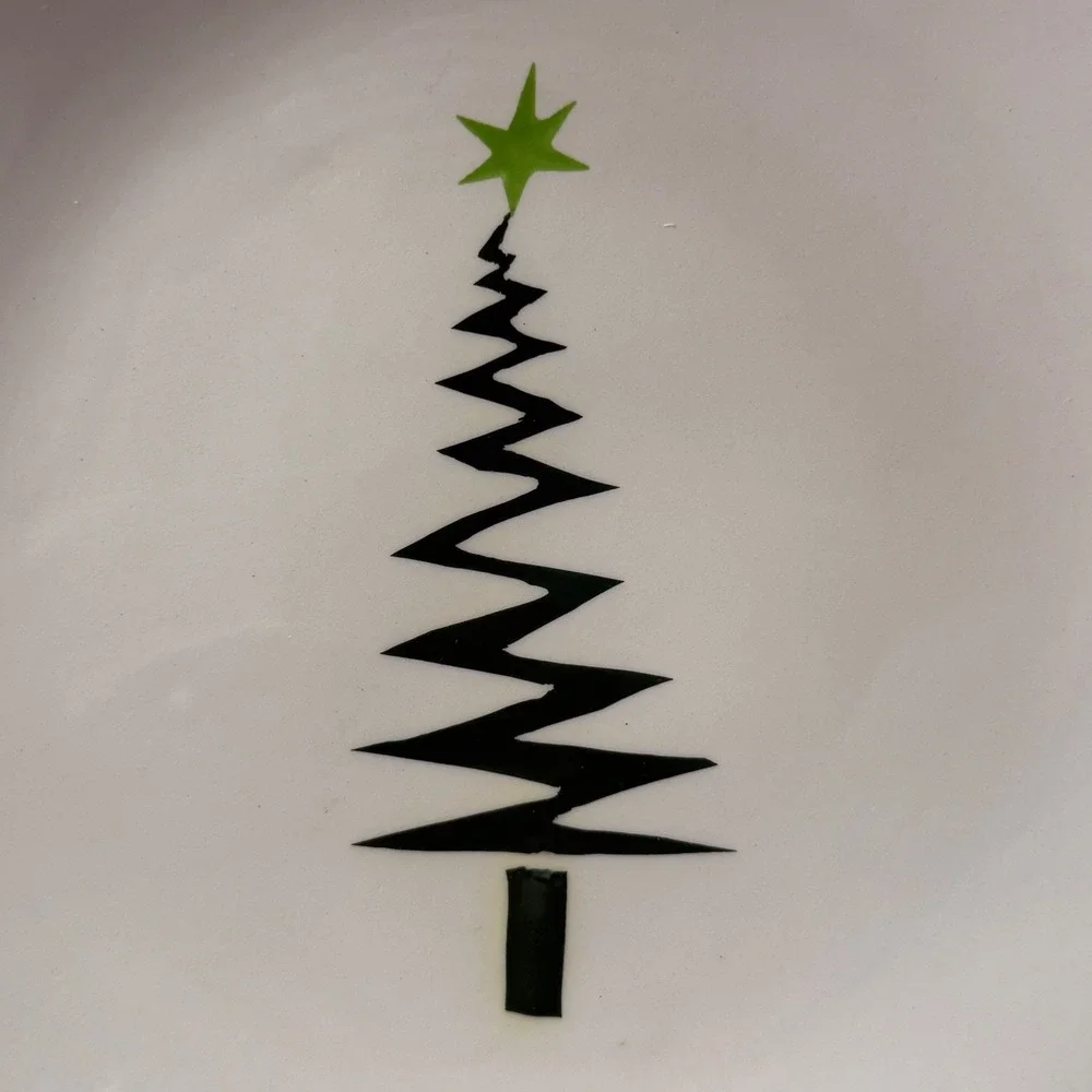 Garden Ridge Abstract Christmas Tree Salad Dessert Bread Plate Modern Festive 8